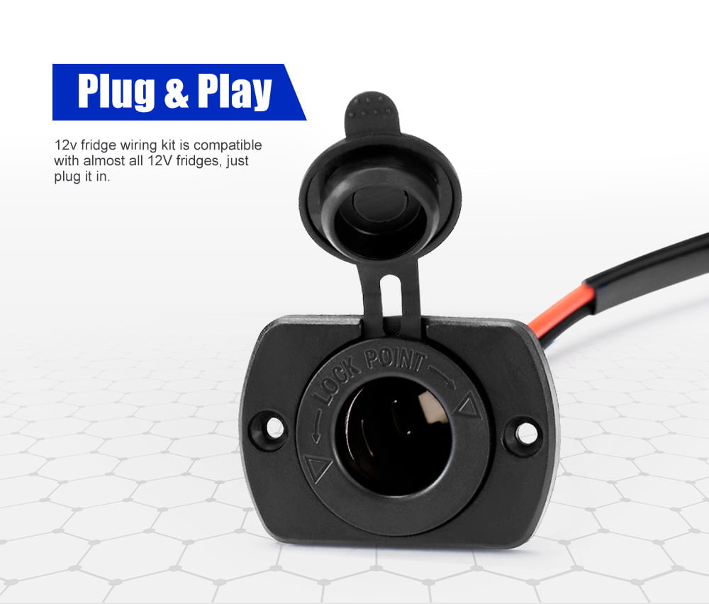 ATEM POWER 12V Fridge Wiring Kit 6M Cable In-line Fuse DC Cig Plug For 4x4 4WD