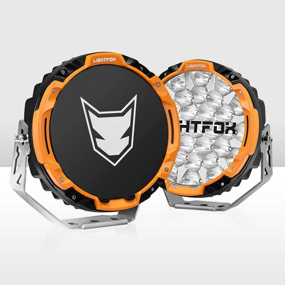 LIGHTFOX 9" Osram LED Driving Lights Round Black Spotlight DRL Offroad Truck 4x4 with changable rings