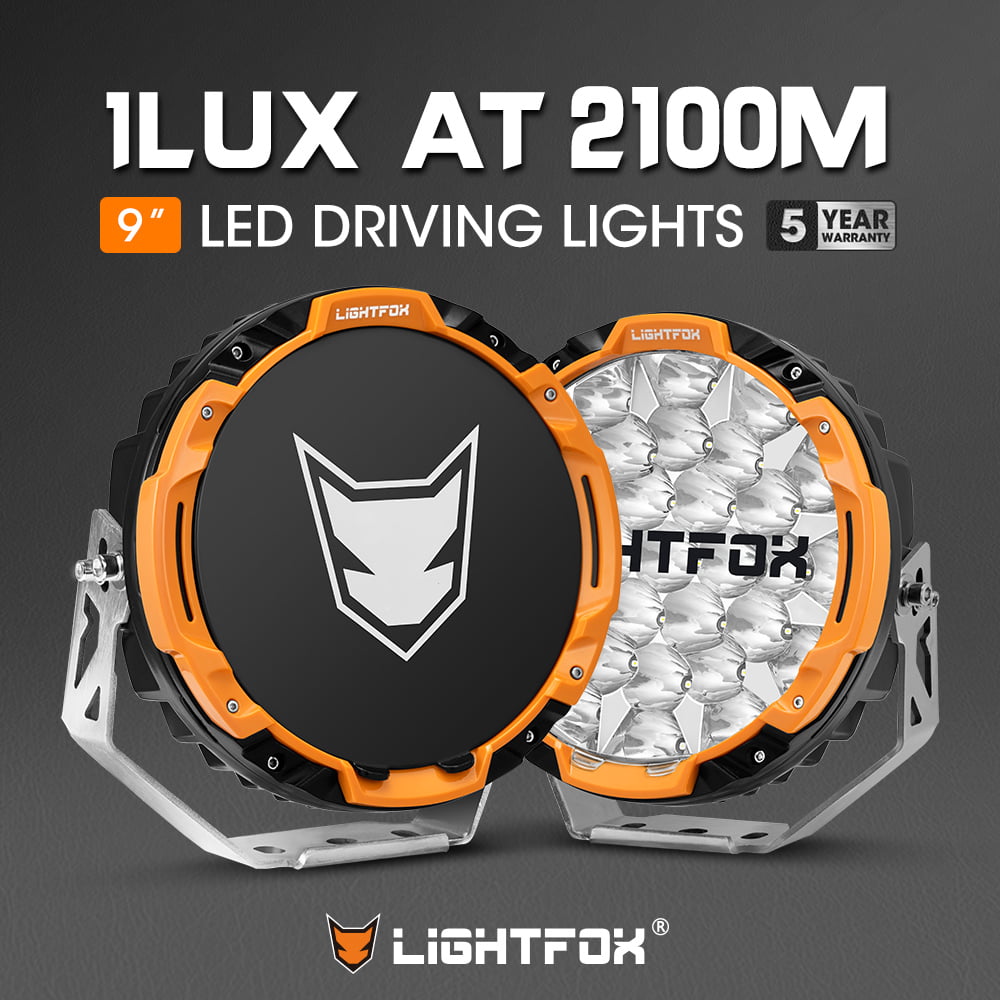 LIGHTFOX 9" Osram LED Driving Lights Round Black Spotlight DRL Offroad Truck 4x4 with changable rings