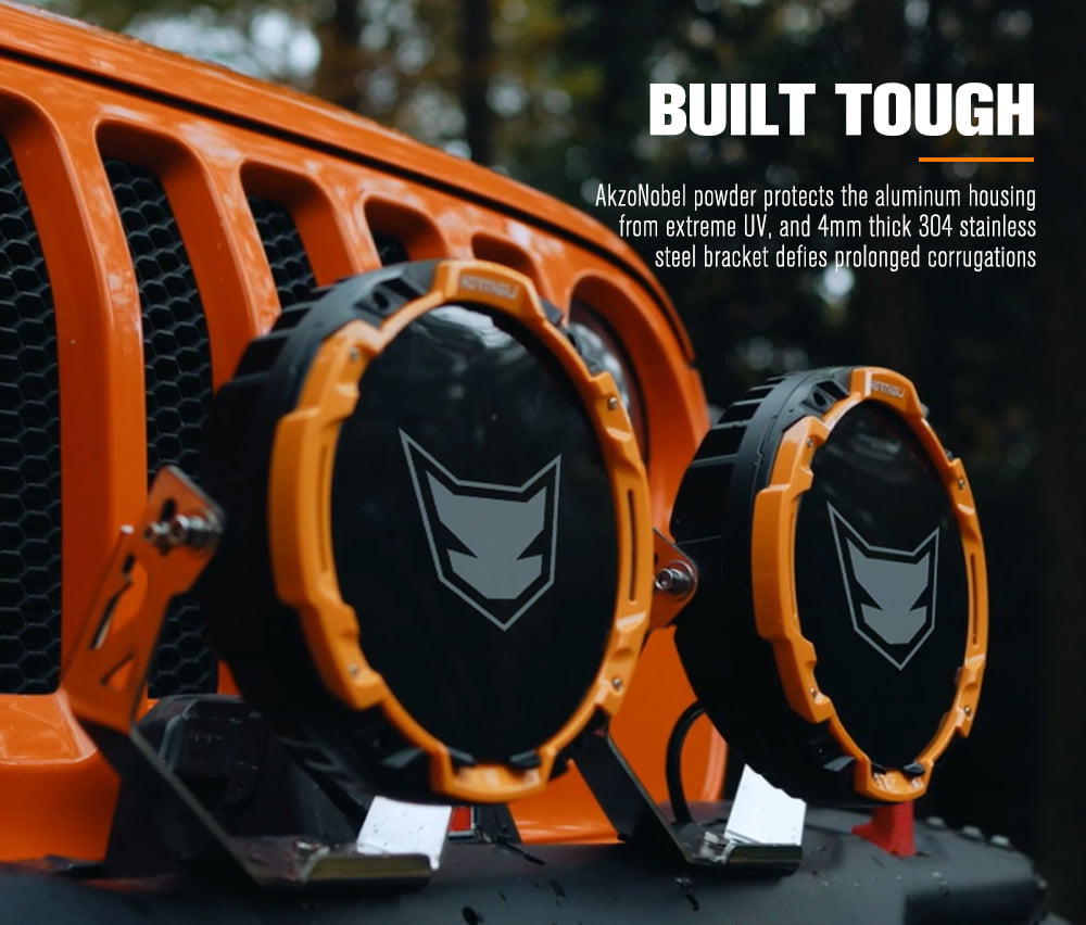 LIGHTFOX 9" Osram LED Driving Lights Round Black Spotlight DRL Offroad Truck 4x4 with changable rings