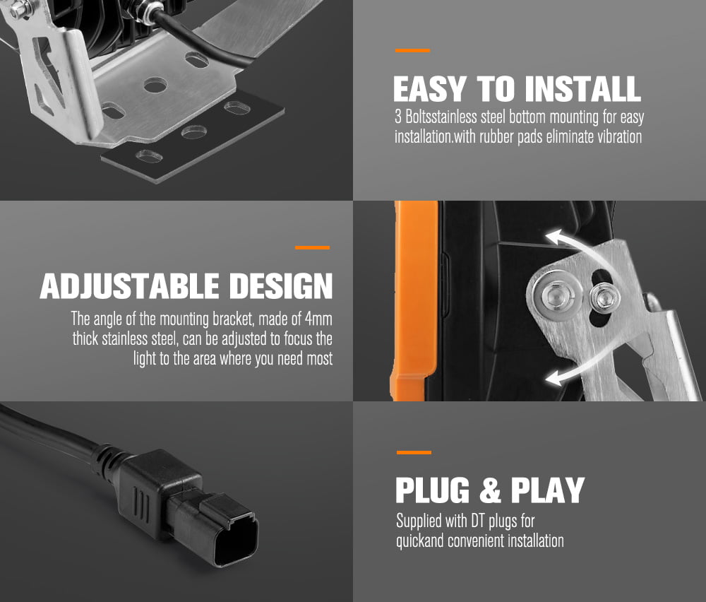 LIGHTFOX 9" Osram LED Driving Lights Round Black Spotlight DRL Offroad Truck 4x4 with changable rings