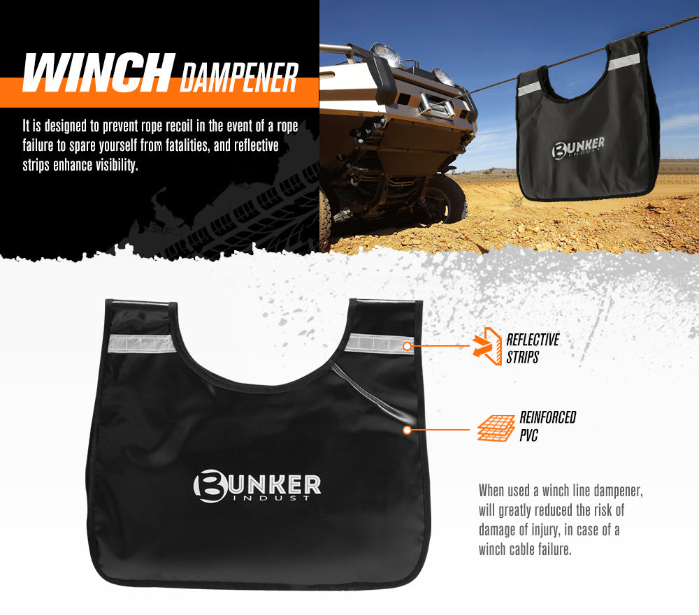 BUNKER INDUST 4WD Complete Recovery Kit Off Road Snatch Strap Dampener 9PCS 4x4