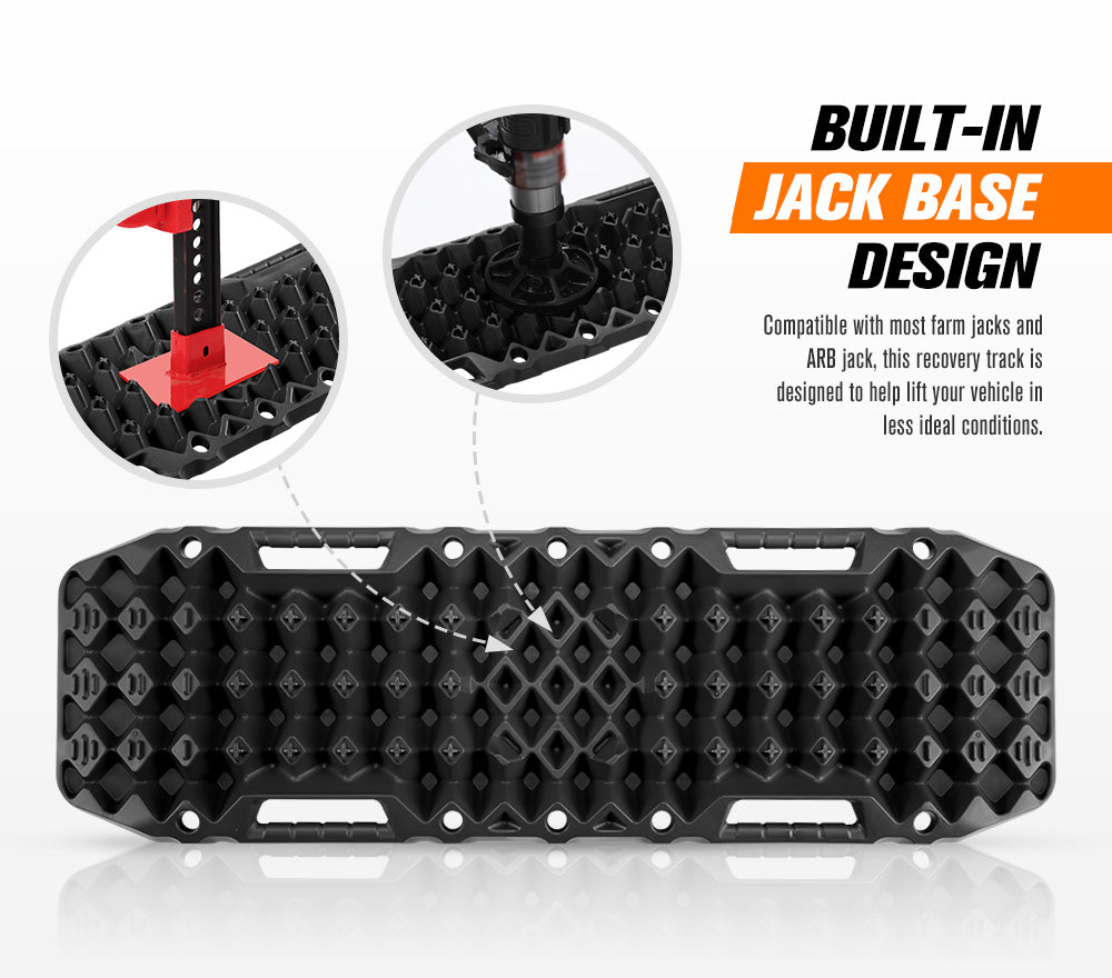 Bunker Indust Recovery Tracks Farm Jack Base 10T Board Sand Mud Snow OffRoad 4WD - Black