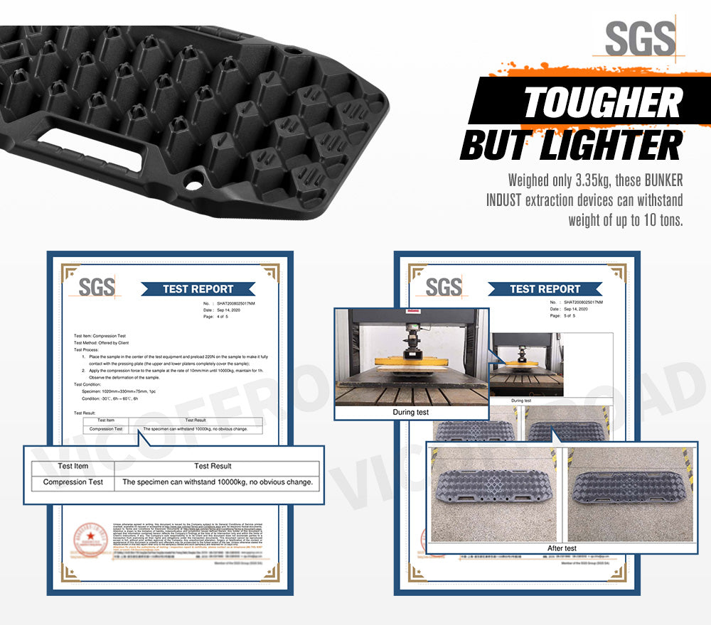 Bunker Indust Recovery Tracks Farm Jack Base 10T Board Sand Mud Snow OffRoad 4WD - Black