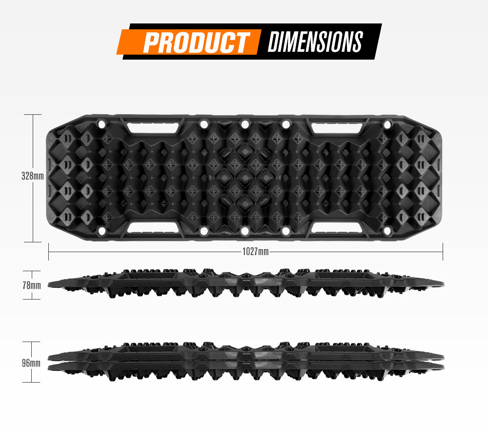 Bunker Indust Recovery Tracks Farm Jack Base 10T Board Sand Mud Snow OffRoad 4WD - Black