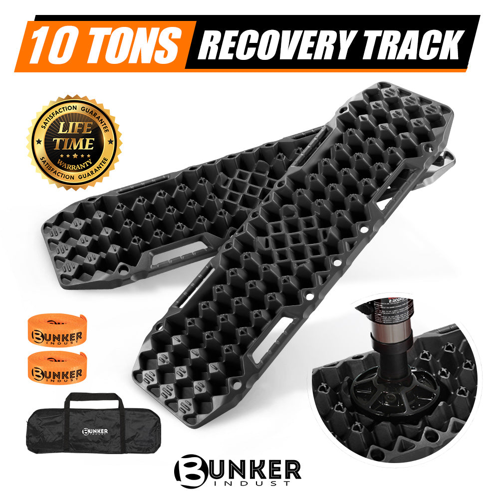 Bunker Indust Recovery Tracks Farm Jack Base 10T Board Sand Mud Snow OffRoad 4WD - Black
