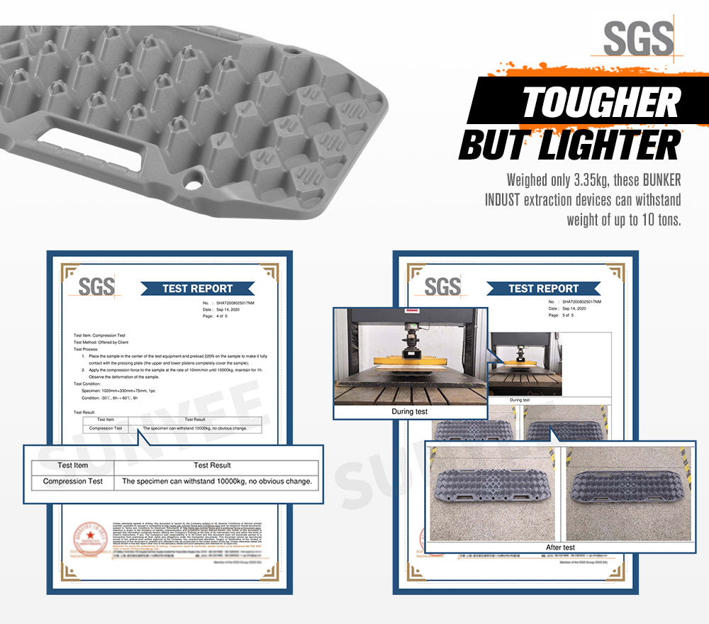 Bunker Indust Recovery Tracks Farm Jack Base 10T Board Sand Mud Snow OffRoad 4WD - Grey