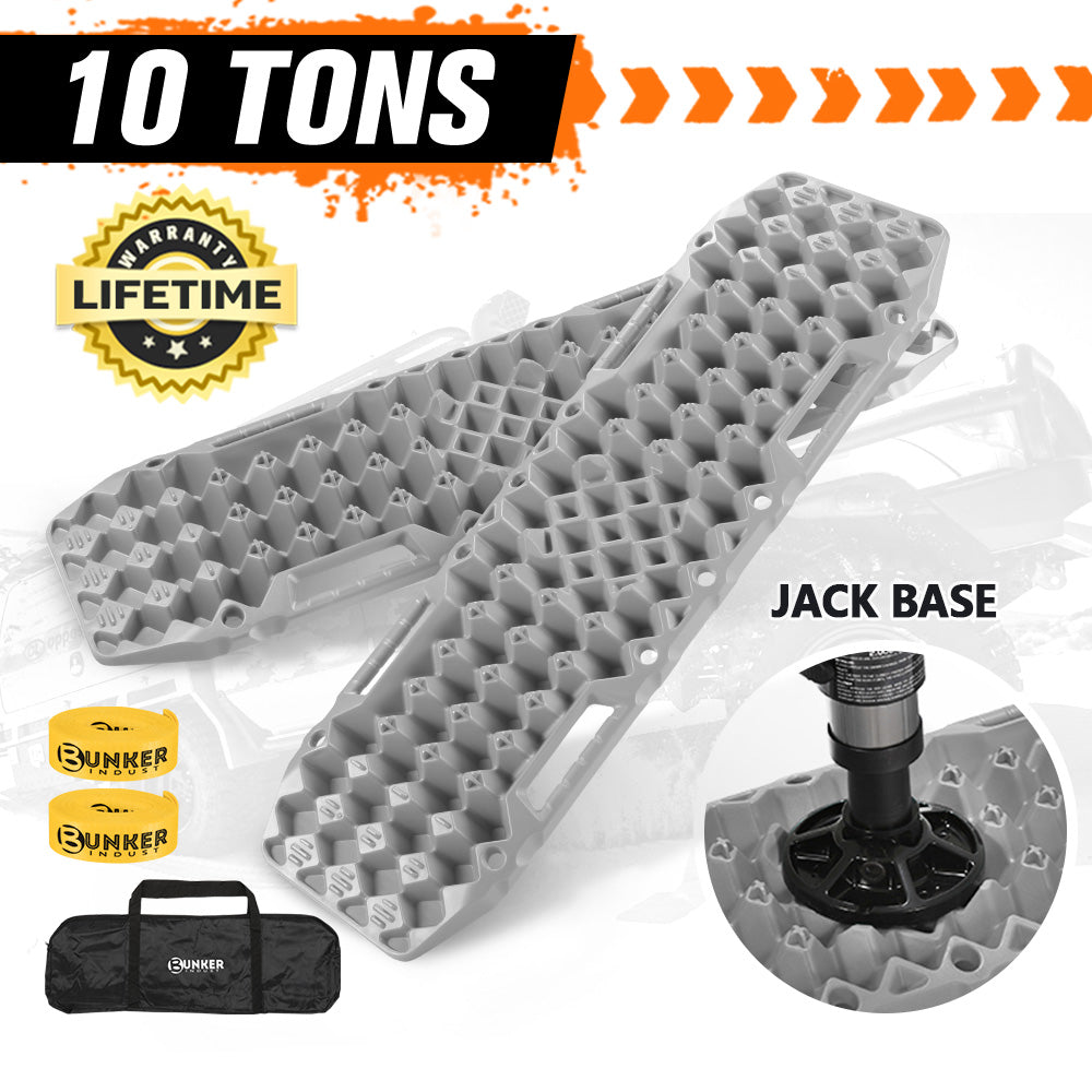 Bunker Indust Recovery Tracks Farm Jack Base 10T Board Sand Mud Snow OffRoad 4WD - Grey