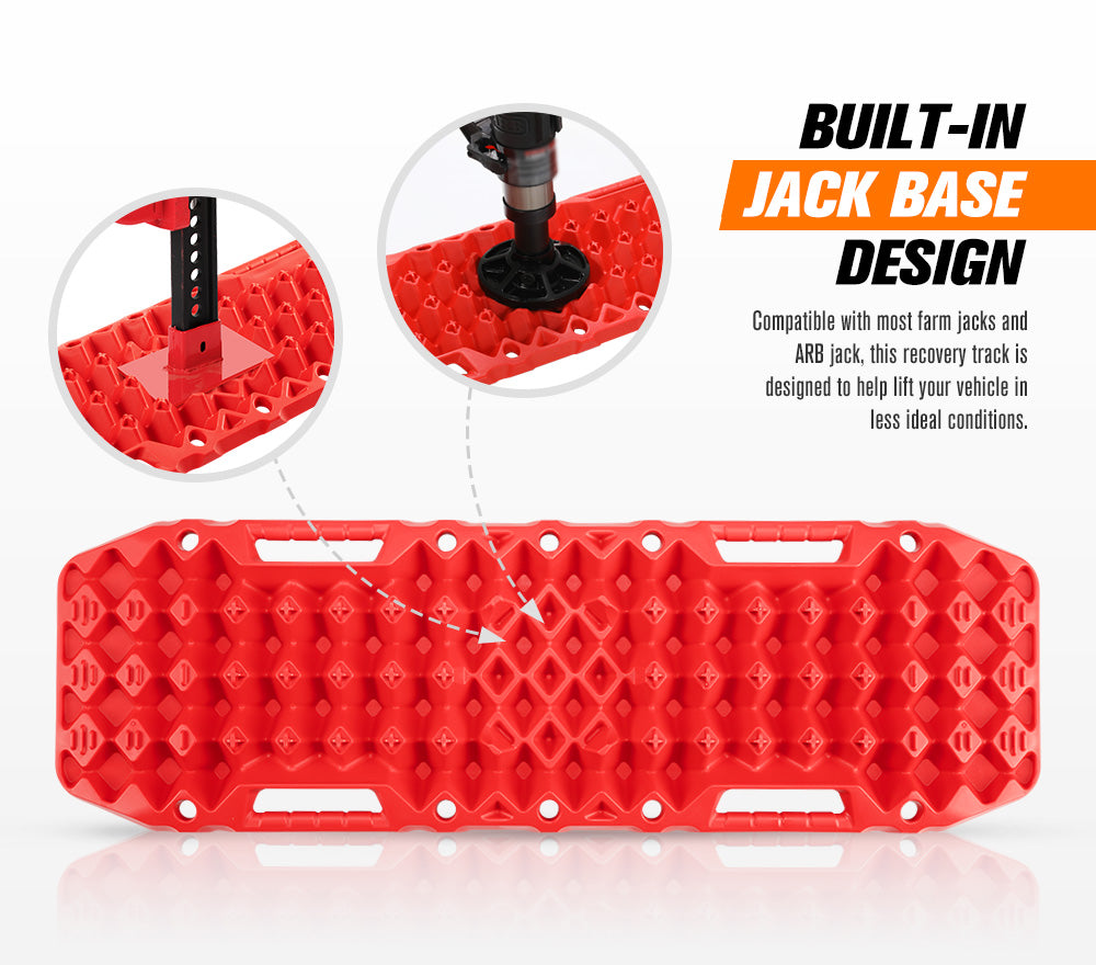 Bunker Indust Recovery Tracks Farm Jack Base 10T Board Sand Mud Snow OffRoad 4WD - Red