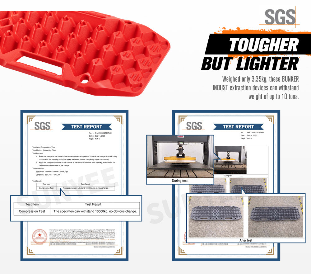 Bunker Indust Recovery Tracks Farm Jack Base 10T Board Sand Mud Snow OffRoad 4WD - Red