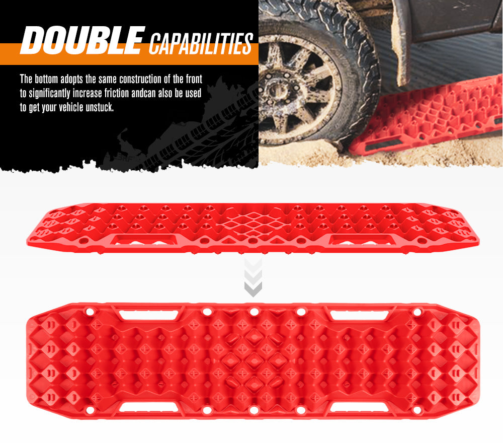 Bunker Indust Recovery Tracks Farm Jack Base 10T Board Sand Mud Snow OffRoad 4WD - Red