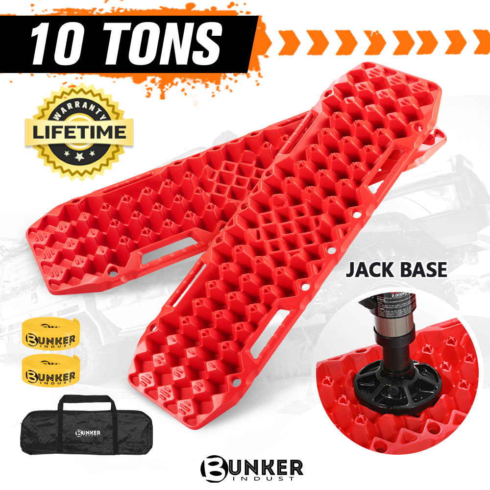 Bunker Indust Recovery Tracks Farm Jack Base 10T Board Sand Mud Snow OffRoad 4WD - Red