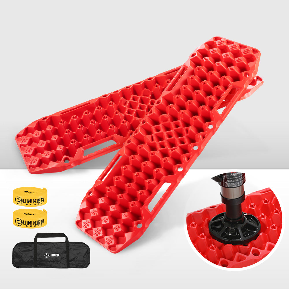 Bunker Indust Recovery Tracks Farm Jack Base 10T Board Sand Mud Snow OffRoad 4WD - Red