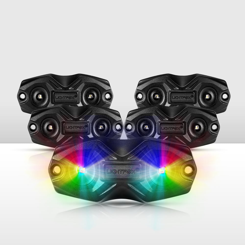 LIGHTFOX RGBW LED Rock Lights - 4 Pack