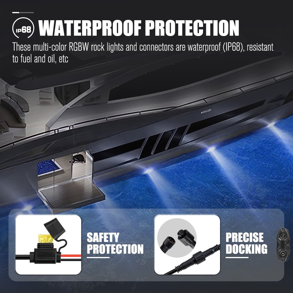 LIGHTFOX RGBW LED Rock Lights - 4 Pack