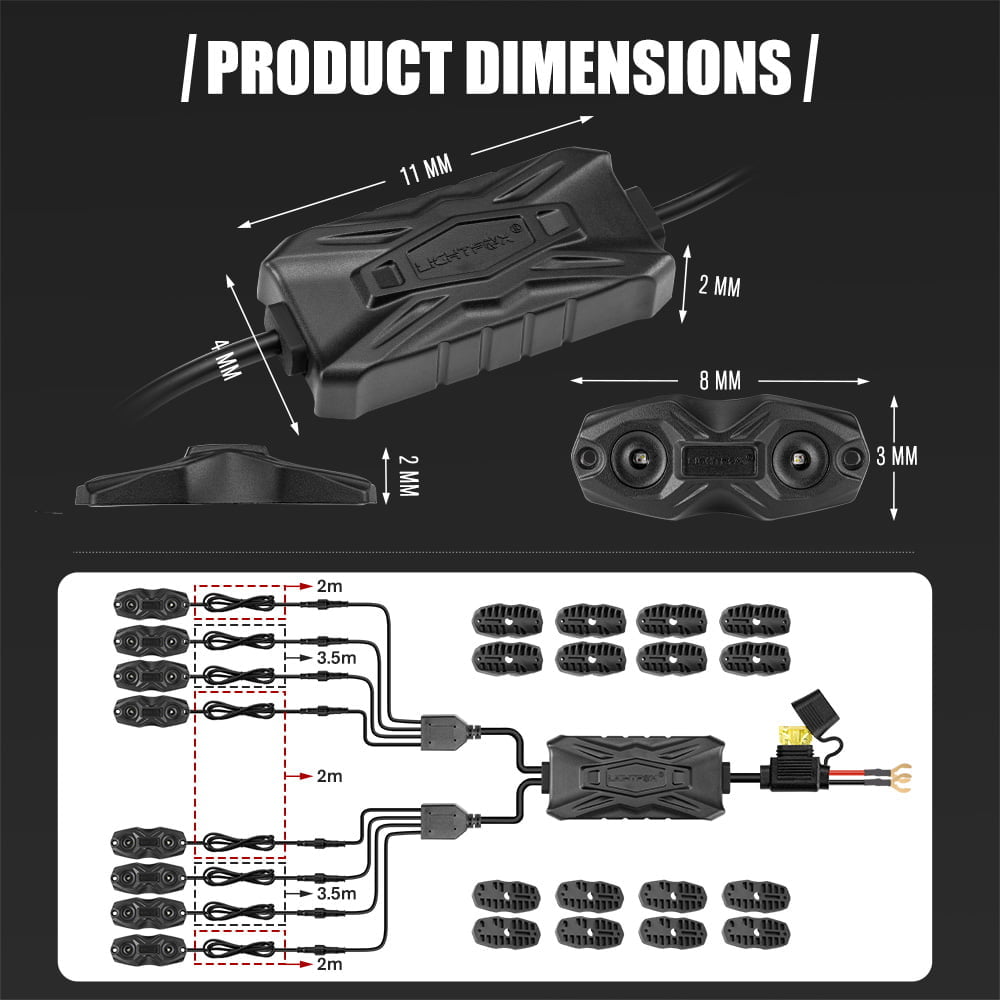 LIGHTFOX RGBW LED Rock Lights - 8 Pack