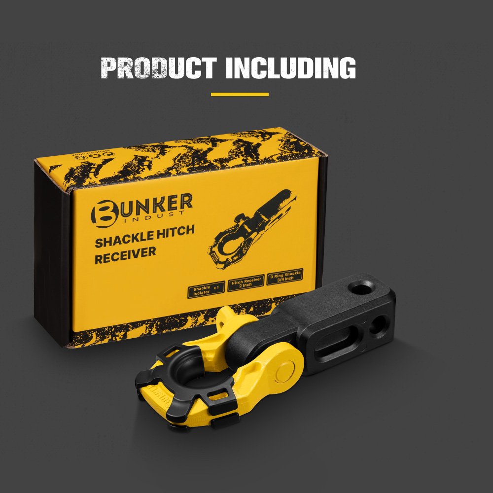 Bunker Indust 2” Recovery Hitch Receiver With 4.75T 3/4” D-Ring Bow Shackle