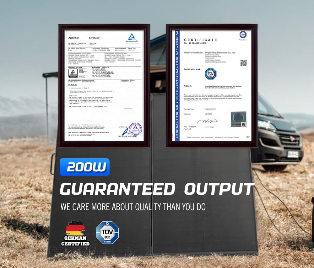 ATEM POWER 200W 12V Folding Solar Panel Kit Mono Shingled ETFE Battery Charger