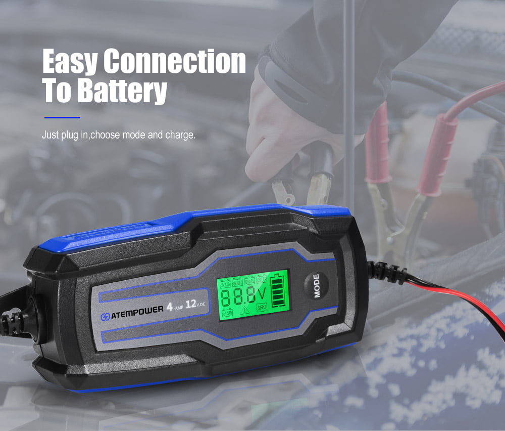 Smart Battery Charger 4A 6V/12V Automatic SLA AGM Car Truck Boat Motorcycle