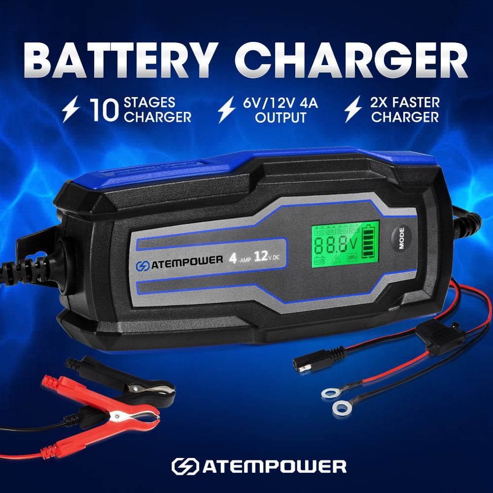 Smart Battery Charger 4A 6V/12V Automatic SLA AGM Car Truck Boat Motorcycle