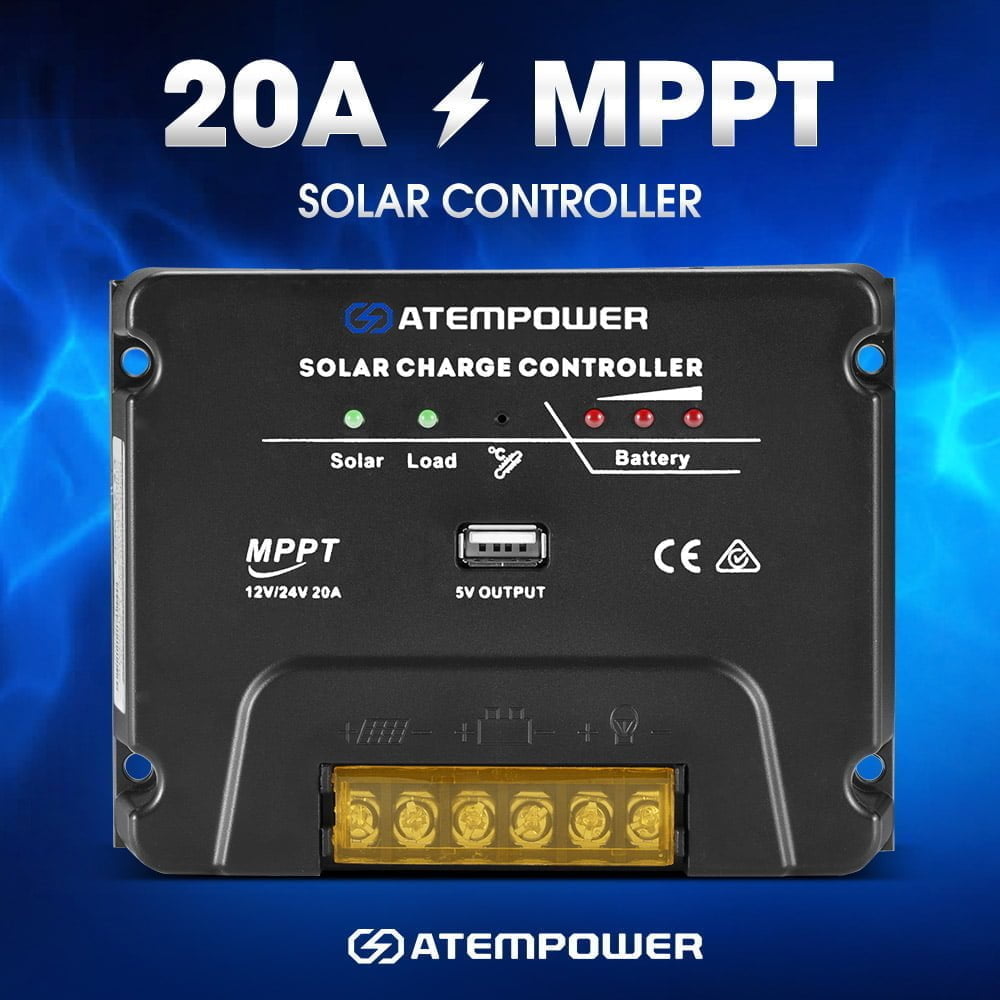 MPPT Solar Charge Controller Solar Panel Battery Regulator 12V/24V 20A With USB